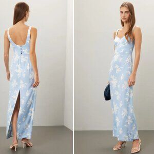 NWT Reformation Reverie Dress Blue White Floral Maxi Sleeveless Sz 6